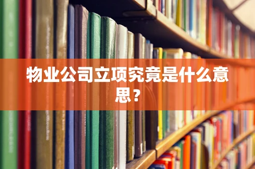 物业公司立项究竟是什么意思？