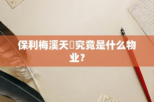 保利梅溪天珺究竟是什么物业？