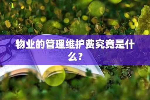 物业的管理维护费究竟是什么？