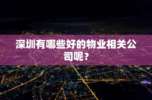 深圳有哪些好的物业相关公司呢？