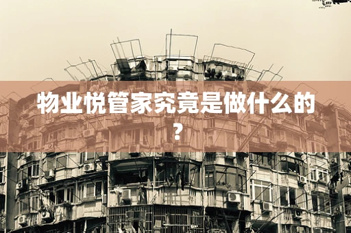 物业悦管家究竟是做什么的？