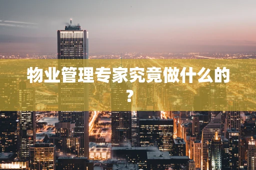 物业管理专家究竟做什么的？