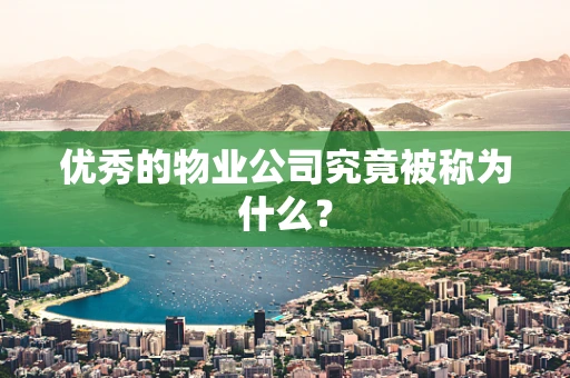 优秀的物业公司究竟被称为什么？